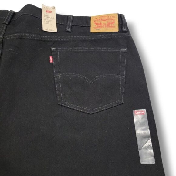New Levi's Jeans Size 60 W60" x L31 Black Levi's 505 Regular Jeans Irregular NWT - Picture 6 of 8